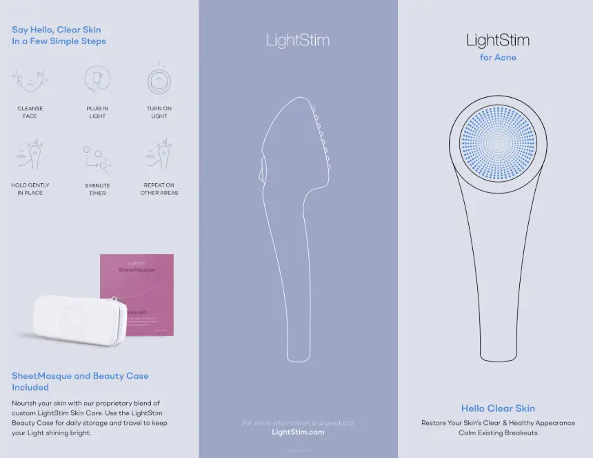 Infographic image of handheld LED Facial Treatment Device
