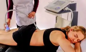 Cryo T-Shock Treatment being done on back of leg.