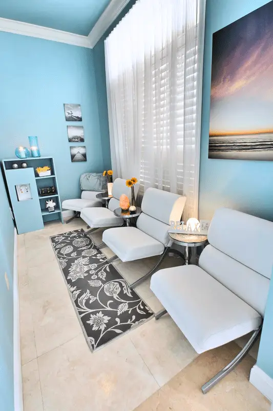Relaxing spa reception area for Balance Spa in Boca Raton